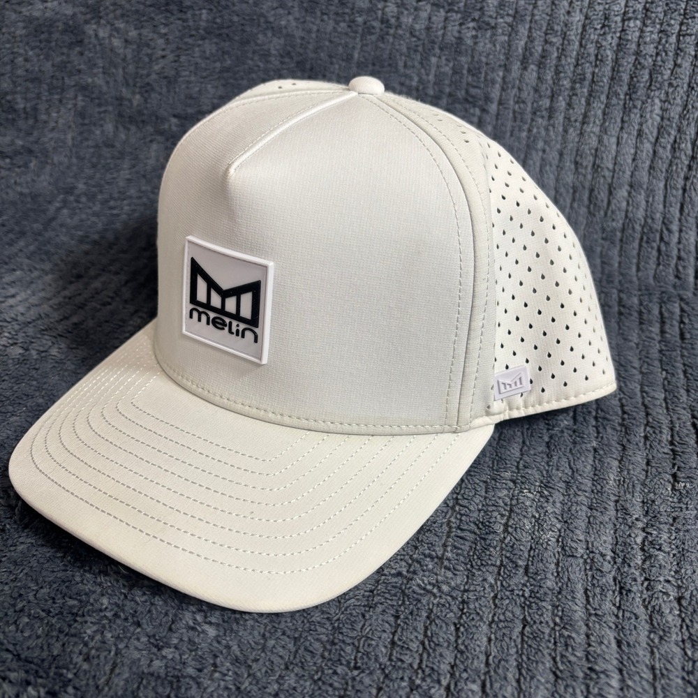 Melin Hat Mens Classic White Odyssey Hydro Snapback Perforated Trucker Cap